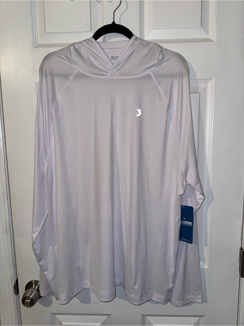 Reel Legends Men's Water Fishing Shirt White Size XL Long Sleeve Hood UPF 50 NWT